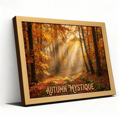 Autumn Mystique Forest Landscape Canvas Wrapped Wall Art Oil Painting Print Set Of 1