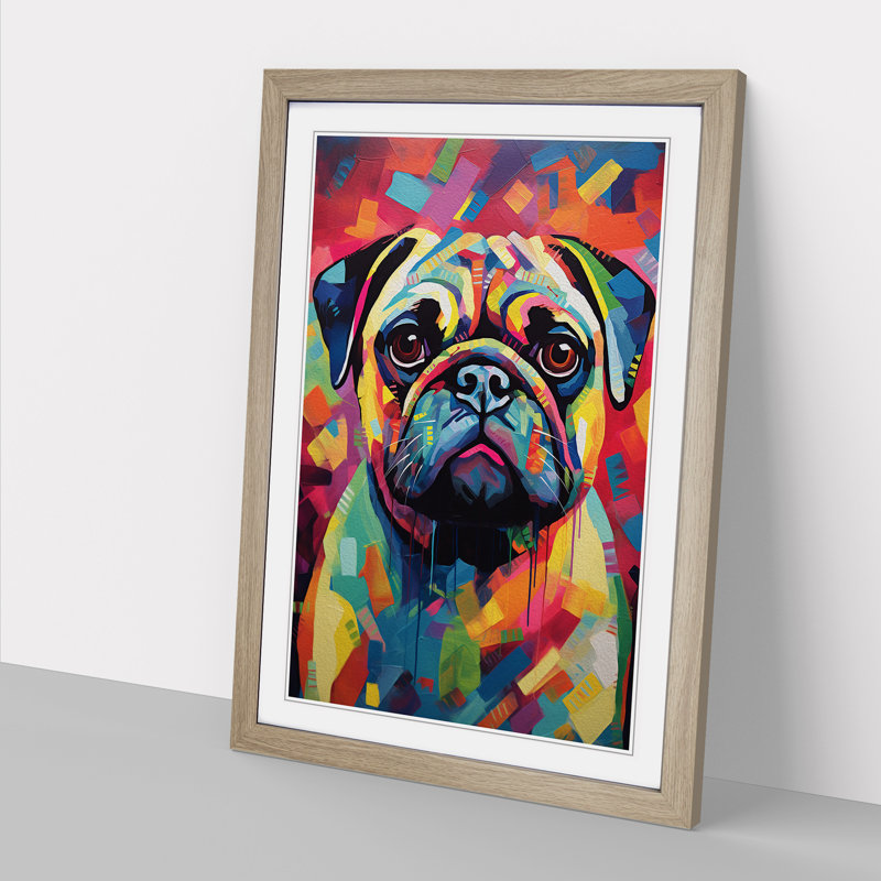 Pug Modern - Framed Print, Oak, 46" H x 34" W x 2" D