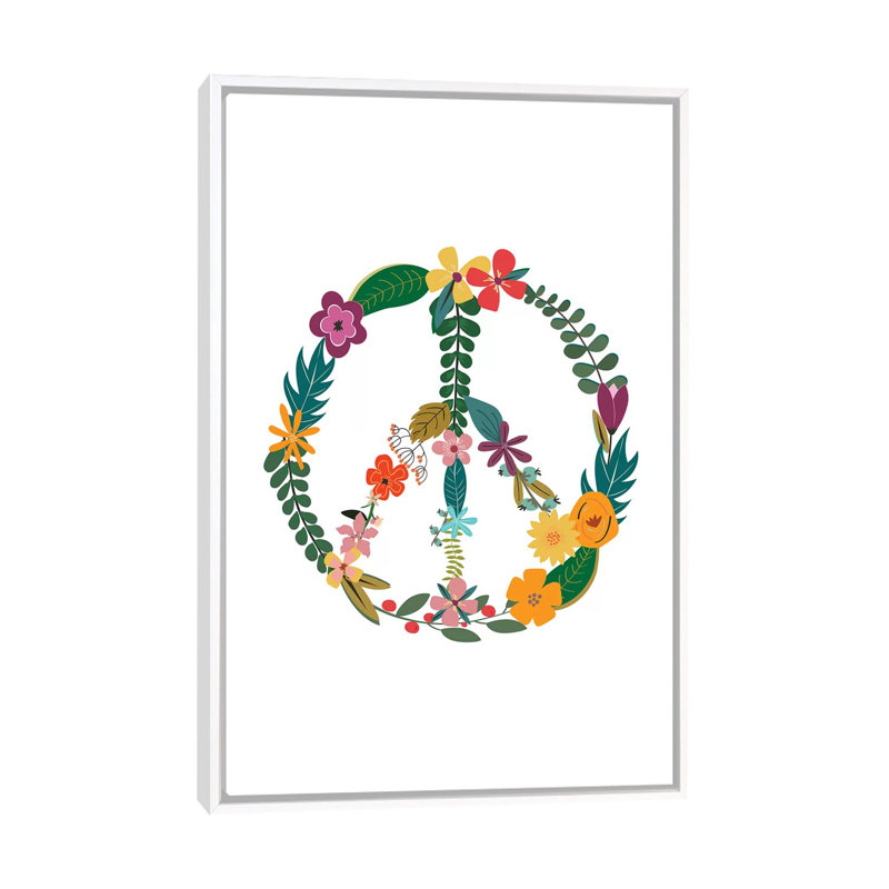 Paix - imprimé, Toile blanche encadrée, Pas de tapis, H 60 po x l 40po x P 1,5 po