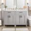 Meuble-lavabo moderne de 48 pouces avec lavabo en céramique, portes à fermeture en douceur, tiroir rabattable et tablettes à double couche, solution de rangement élégante-129184665