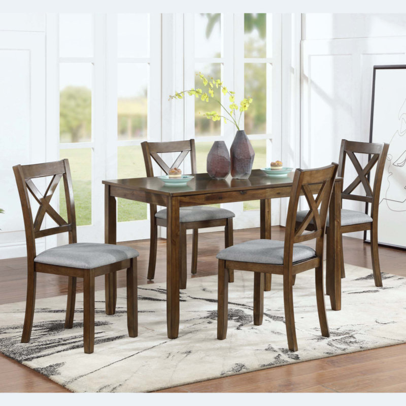 Wooden Dining Rectangular Table Set For 4,Kitchen Dining Table For Small Space, Walnut