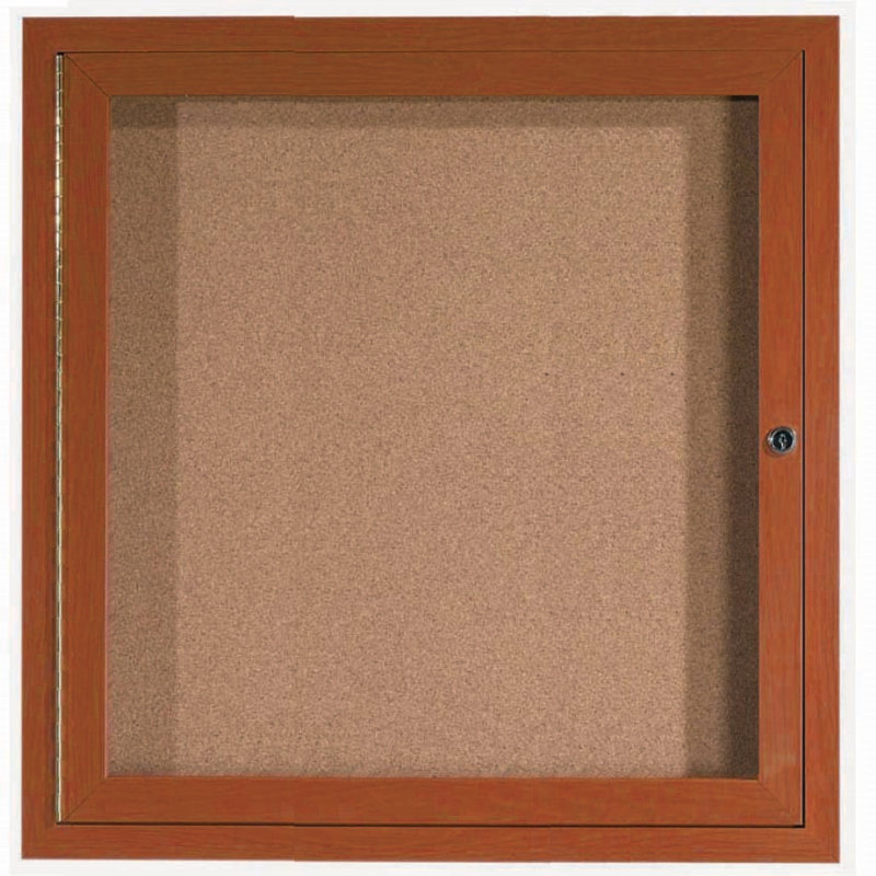 Tableau d’affichage mural en aluminium encastré, Bois de chêne, Un, H 36 po x l 36 po