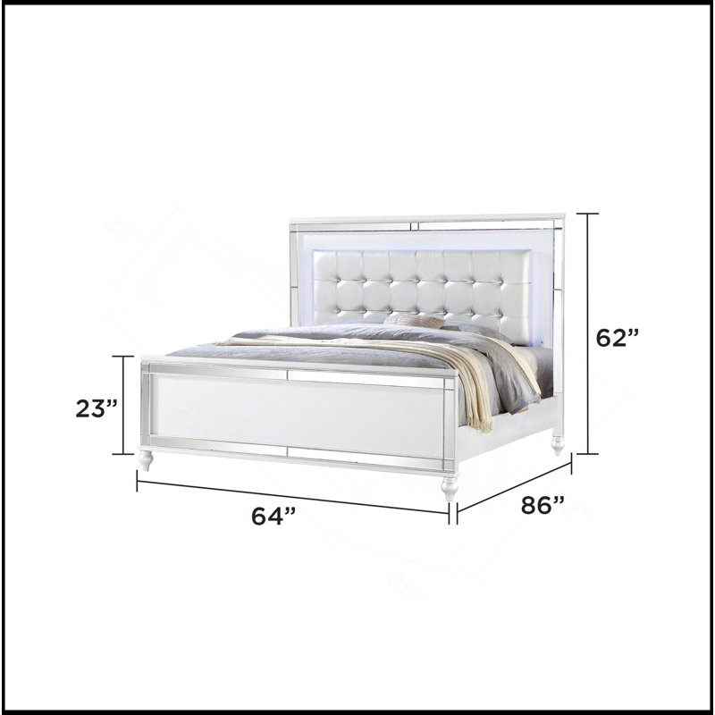 Lit rembourré Sterling en bois Sterling, Blanc, Grand lit