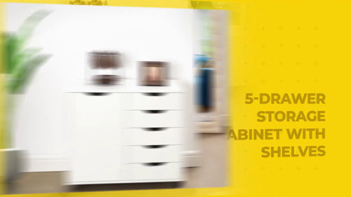 Inbox Zero 5 Drawer Chest, Wood Storage Dresser Cabinet with