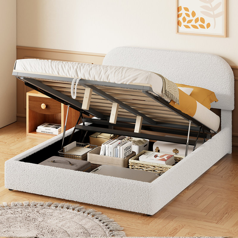 Lit plateforme tapissier Seneca Teddy, Lit double