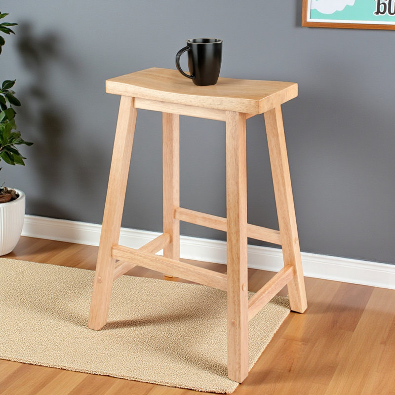 Calvin Four Leg Counter Stool with Saddle Seat in Natural, 23.84'' H X 17.24'' W X 14.24'' D, Natural