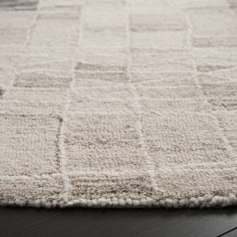 Pine 804 Hand Tufted Wool; Cotton; Latex Abstract Rug in Ivory/Light Brown, Round 6'