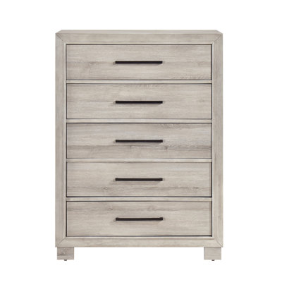 Mobilier de chambre à coucher contemporain à 5 tiroirs avec finition gris moderne