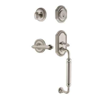 Nostalgic Warehouse Rope Rosette C Grip Handleset with Single Cylinder Deadbolt and Fleur Lever