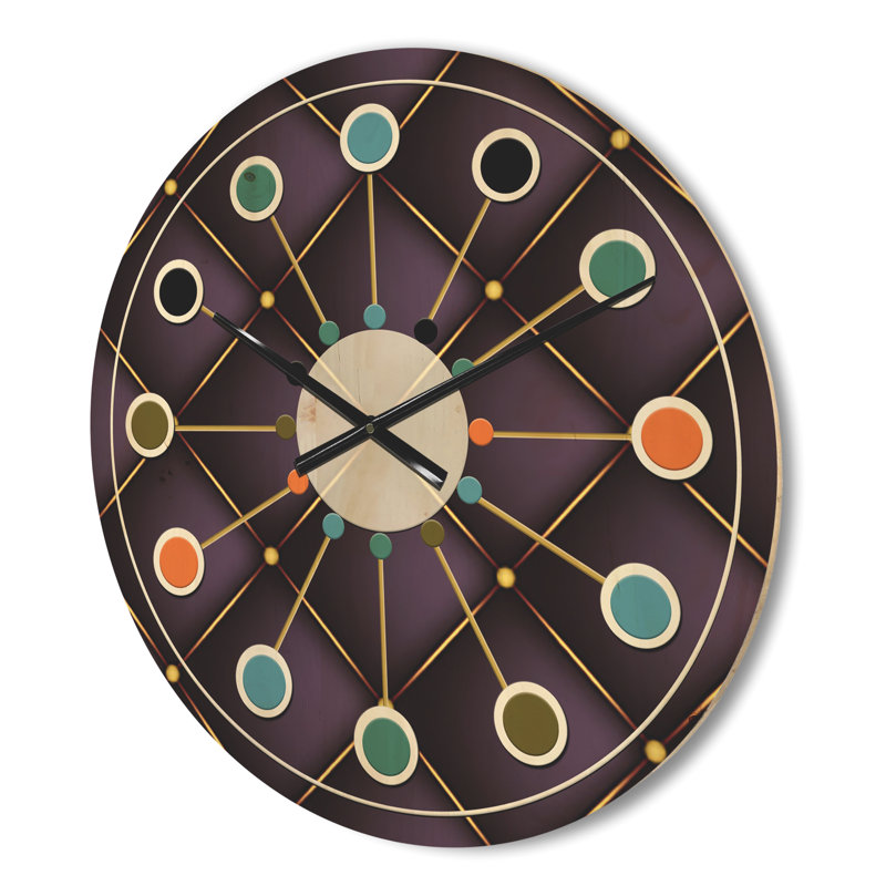 Motif matelassé - Horloge murale Mid-Century, Moyenne