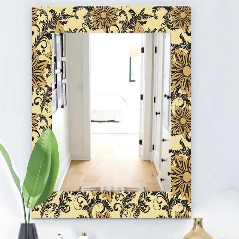 Miroir mural traditionnel floral, H 24 po x l 32 po