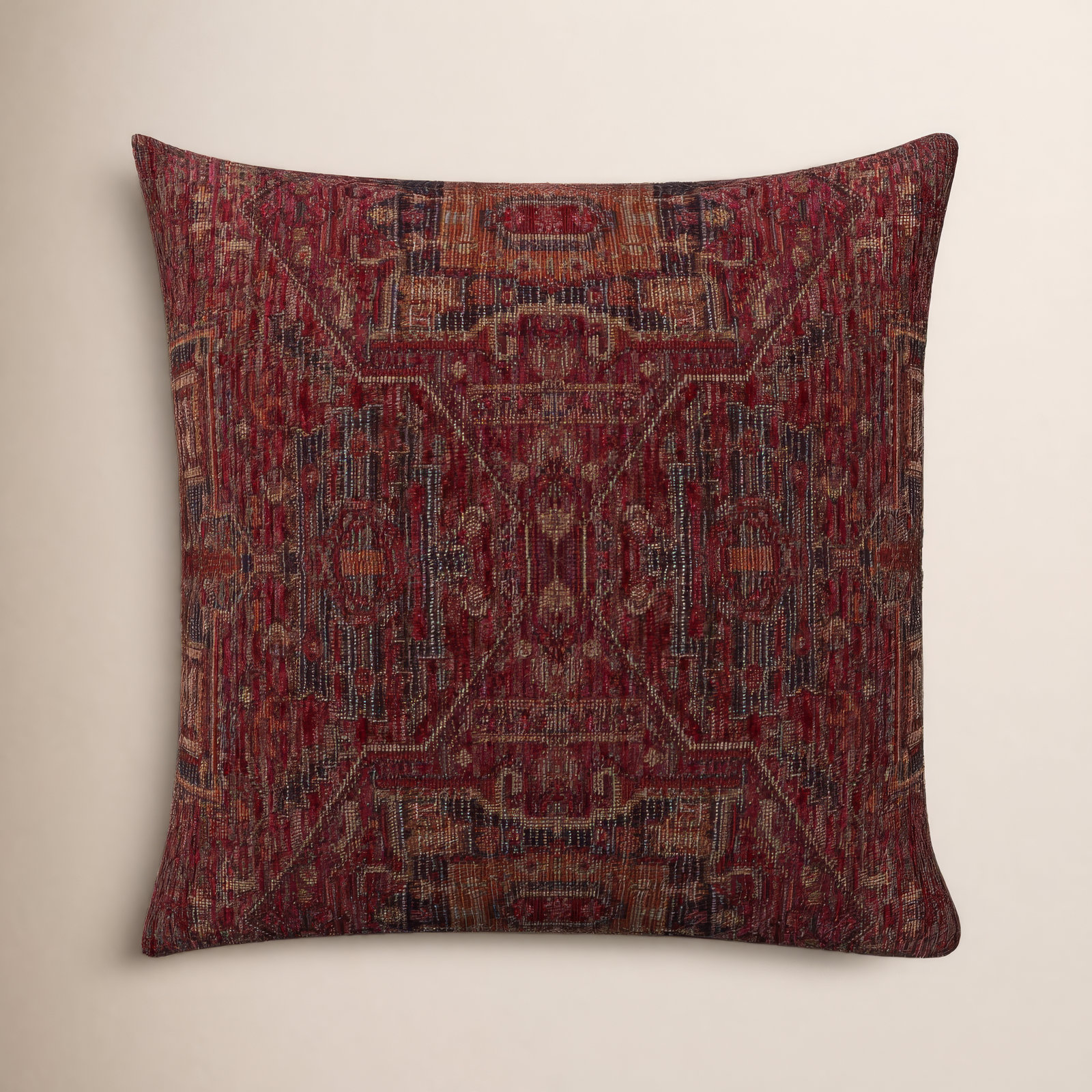 Olcott Throw Pillow, Square 20", Feather, Zapatta Crimson