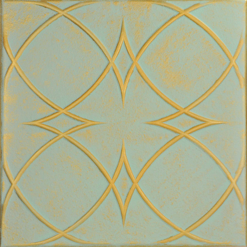 Carreau de plafond en polystyrène encollé 1,6 pi x 1,6 pi Circles and Stars, Mousse dorée