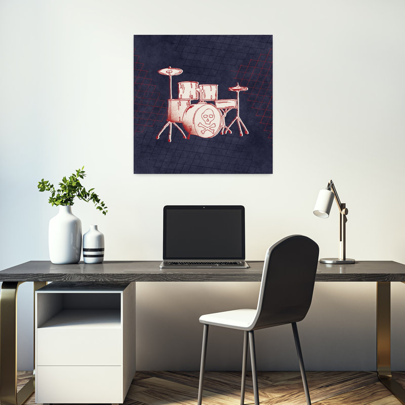Rocker Drums, art abstrait rétro, H 18 po x l 18 po