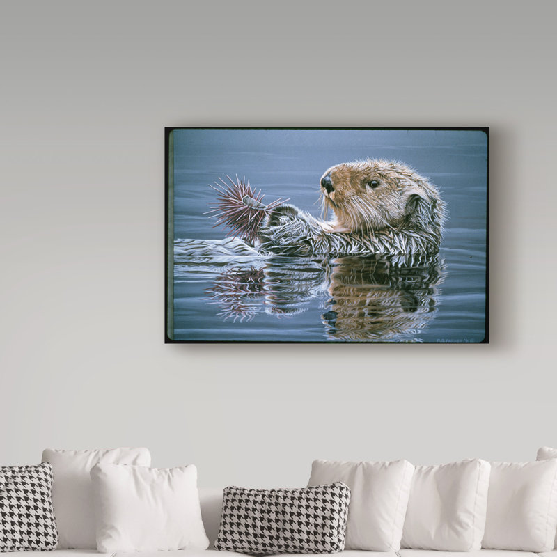 «Sea Otter With Urchin» par Etelca, impression sur toile tendue, H 12 po x l 19 po x P 2 po