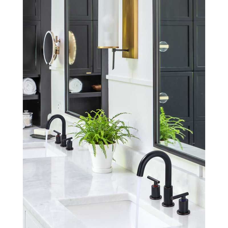 Oil Rubbed Bronze Double Handle Widespread Bathroom Faucet
