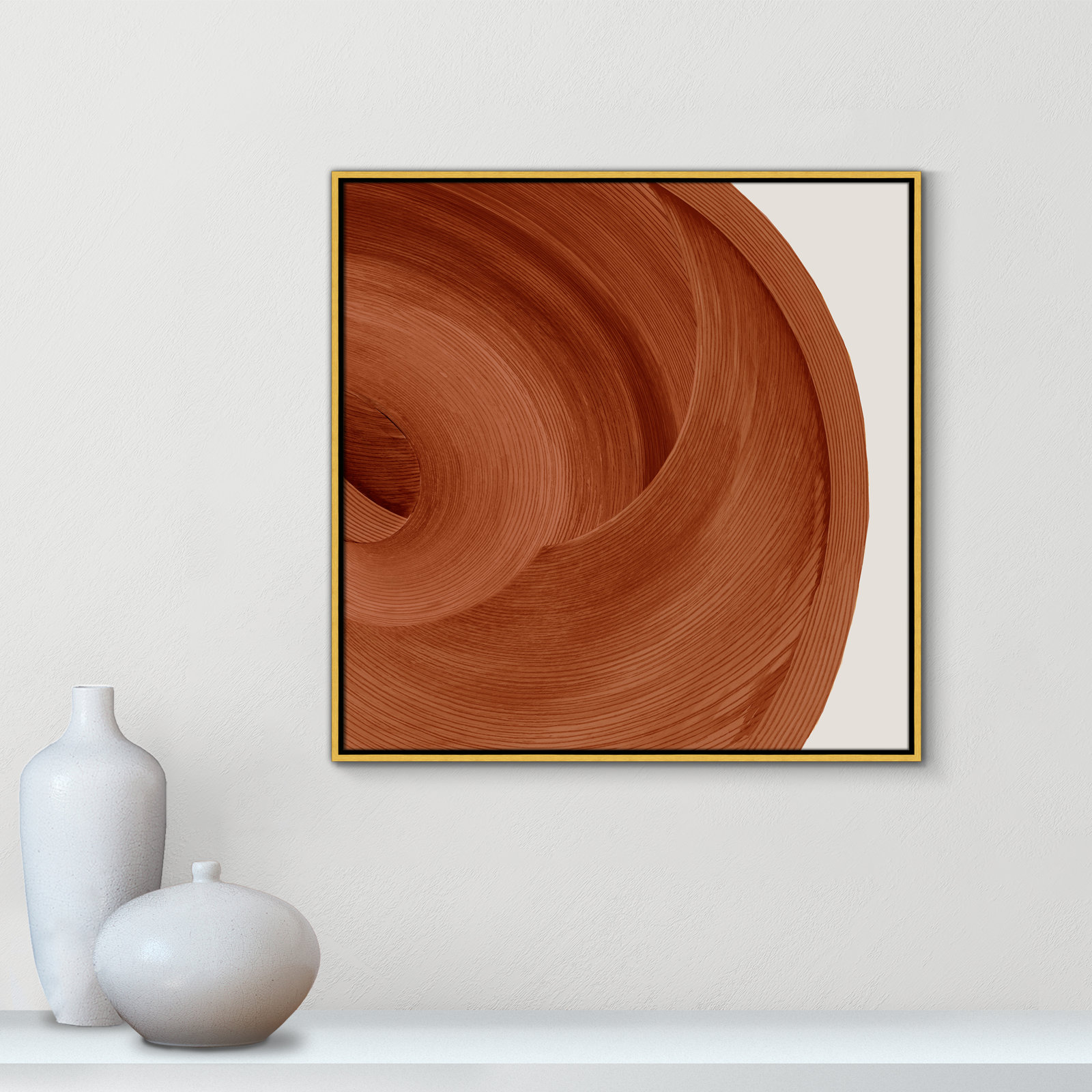 Affogato - Floater Frame Painting Print on Canvas, 31.5" H x 31.5" W x 2" D, Gold 