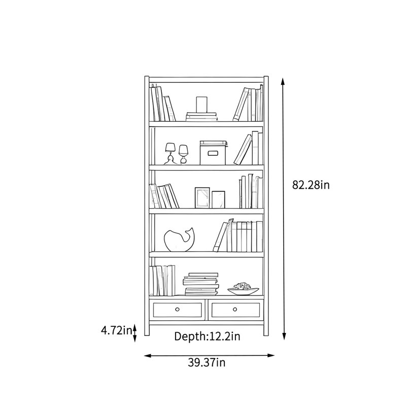 Armoire de rangement multi-niveaux, H 82,28 po x l 39,37 po x P 12,2 po, Marron foncé