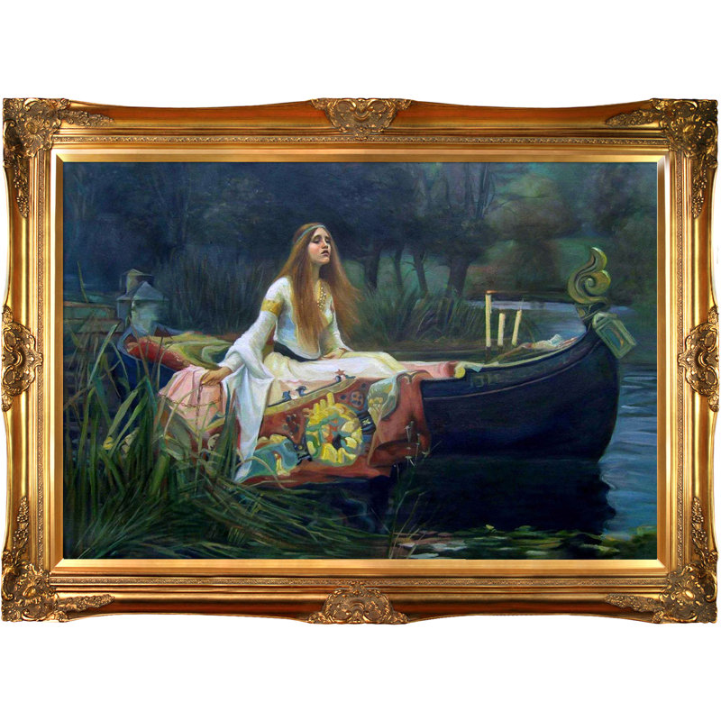 « the lady of shalott » par john william waterhouse, peinture à l’huile sur toile encadrée