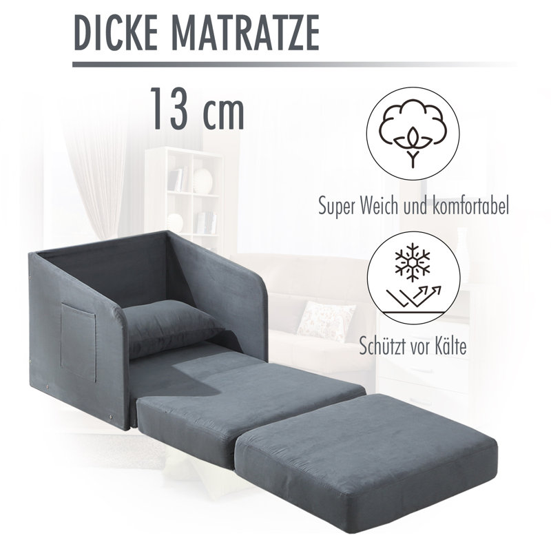 Twin 70cm Upholstered Futon Chair