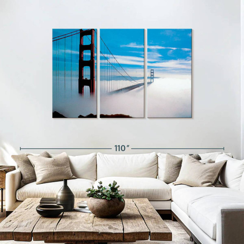Lilie Golden Gate Bridge dans la brume, H 48 po x l 74 po