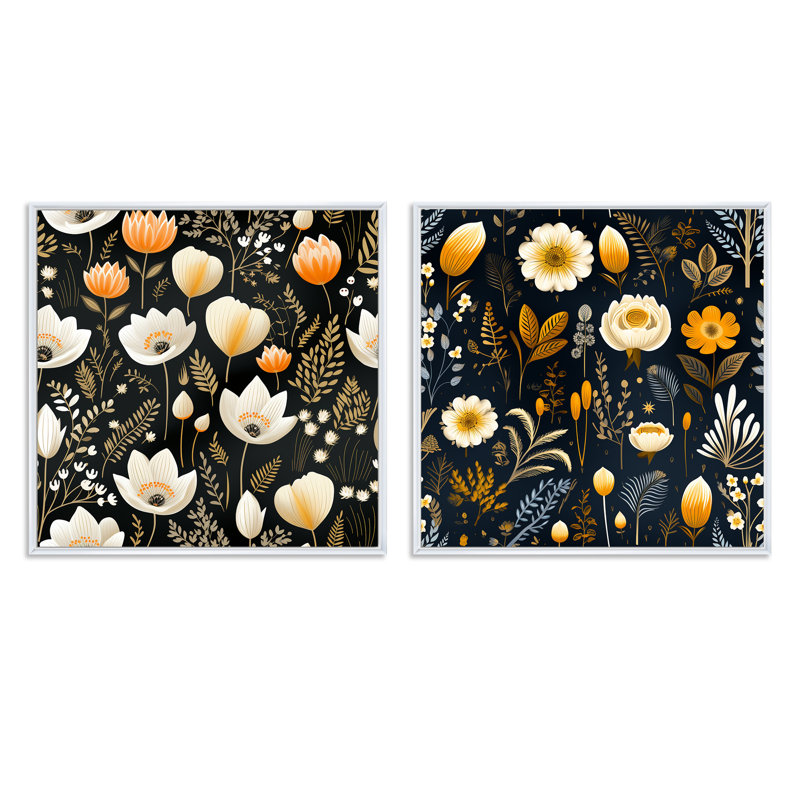 Ensemble de 2 cascades florales blanches rustiques enchantées, Cadre flottant blanc, H 36 po x l 73 po
