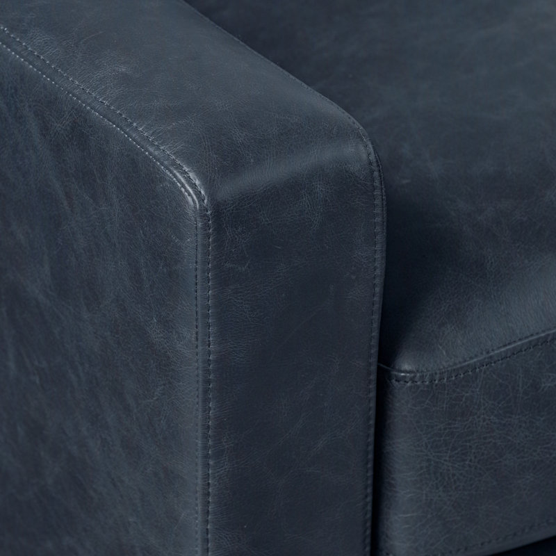 Fauteuil d'appoint en cuir véritable Sorrento, Cuir véritable bleu nuit