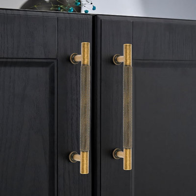 Solid Brass Cabinet Handles And Drawer Pulls, 5-Pack Modern Reticulation Design Furniture Hardware For Kitchen, Bedroom, And Wardrobe Doors