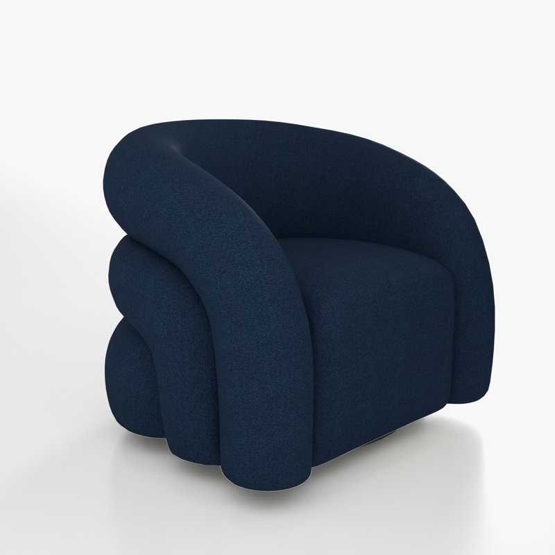 Fauteuil demi-tonneau pivotant rembourré Coyle, Polyester marine, 1