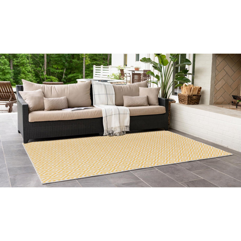 Outdoor Destiny Area Rug Gold Color, Rectangle 3' x 5'