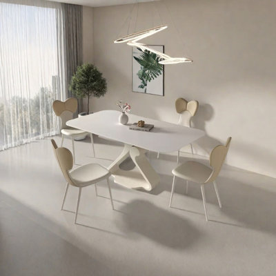 Cream style sintered stone dining table set