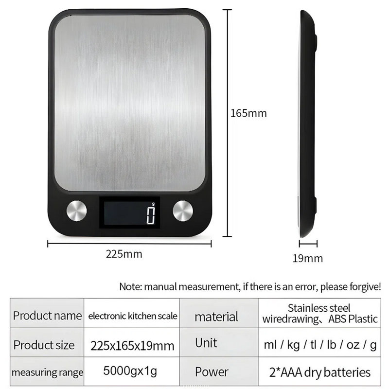 Balance de cuisine électronique intelligente, conception en acier inoxydable pour la cuisson, la cuisson et le café 15 kg / 1 g