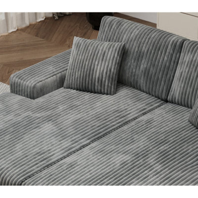 Convertible Combination Sofa, Corduroy Fabric, Fluffy Modern Sleeper Sofa Chair, Oversized Combination Living Room Double Lounge Chair,Black
