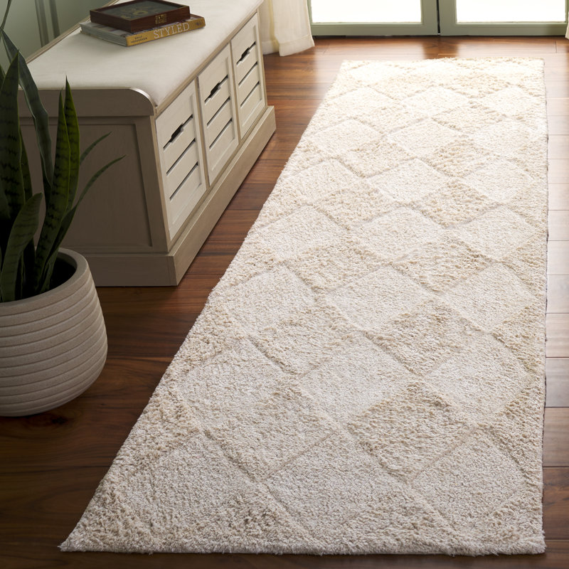 Tapis géométrique en coton recyclé lavable à la machine Haryss, Tapis de couloir 2 pi 3 po x 9 pi