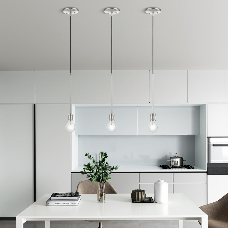 Luminaire suspendu sphérique 1 lumière Grogan, Nickel brossé