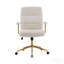 Chaise de bureau texturée en tissu blanc et doré Boucle, chaise de bureau moderne à hauteur ajustable avec accoudoirs rembourrés
