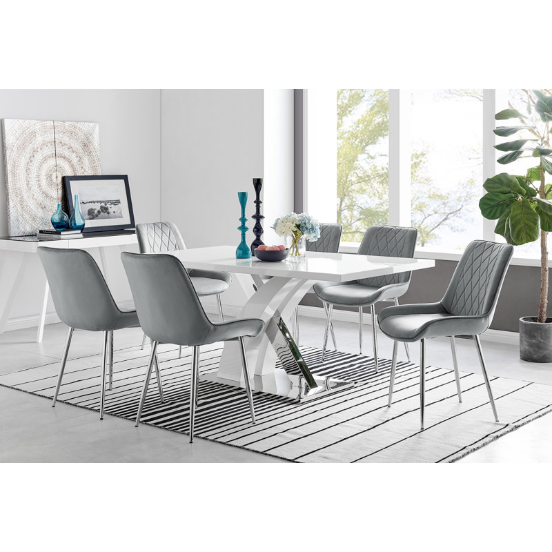 Ensemble de table de salle à manger Edzard, Gris / argenté
