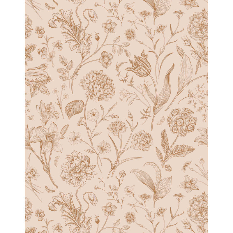 Coquelourde 7m x 75cm Wallpaper Roll, Brown