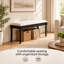 Banc de rangement en bois de style campagnard avec coussin rembourré en lin doux, pieds tournés, style moderne du milieu du siècle, compartiment de rangement dissimulé, construction robuste en bois massif-683897249-683897255