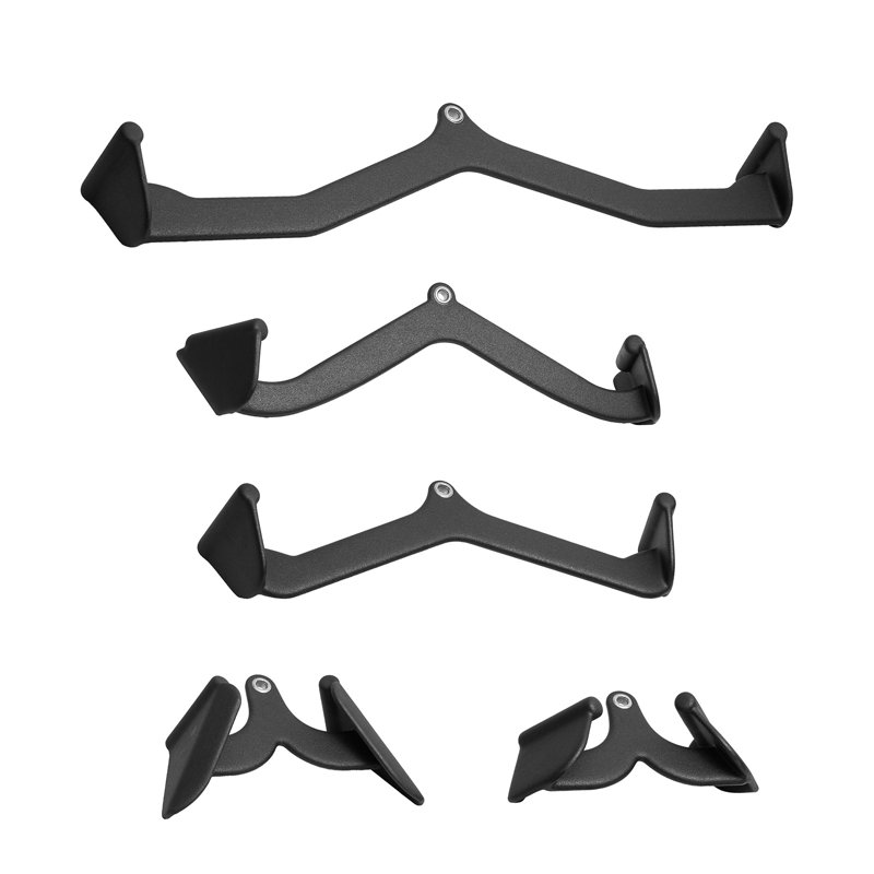 LAT Pulldown Attachments, Cable Machine Rowing T-bar V-bar 5 Set, Tricep Pull Down Bar, Back Strength Training Rubber Coated Handle Grip, Bicep Curl Tricep Lat Pulldown Bar for Home Gym Fitness