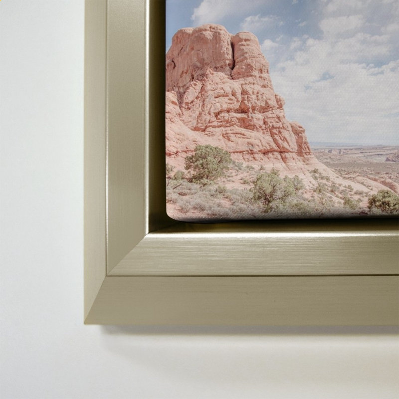 «Day Hike I» par Elizabeth Urquhart - Impression sur toile, 24" x 24", Beveled Floating Frame, Champagne