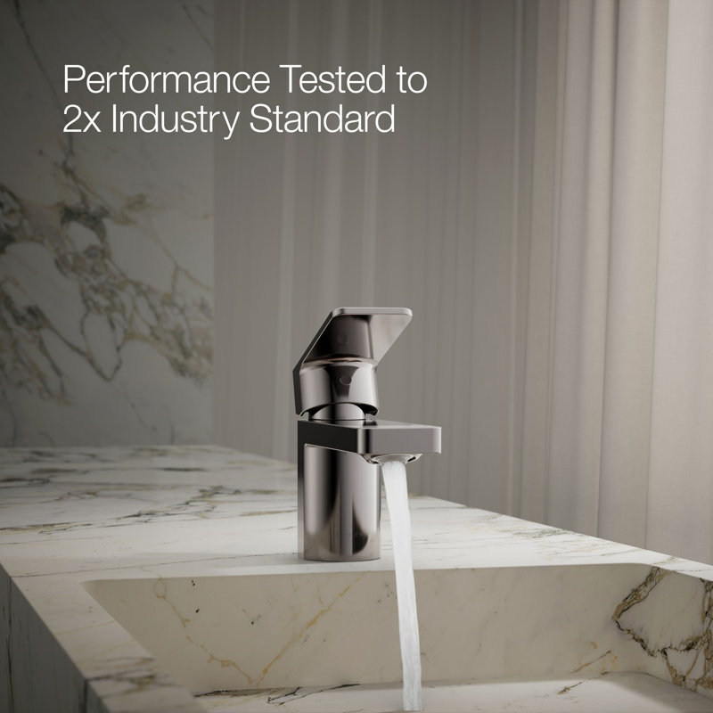 Parallel Single Hole Bathroom Faucet, Vibrant Titanium