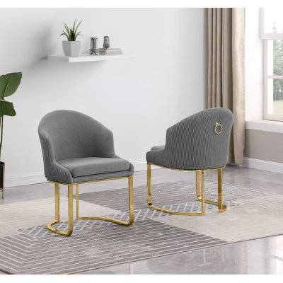 Pleated Back Side Chairs With Teddy Fur Fabric & Ring