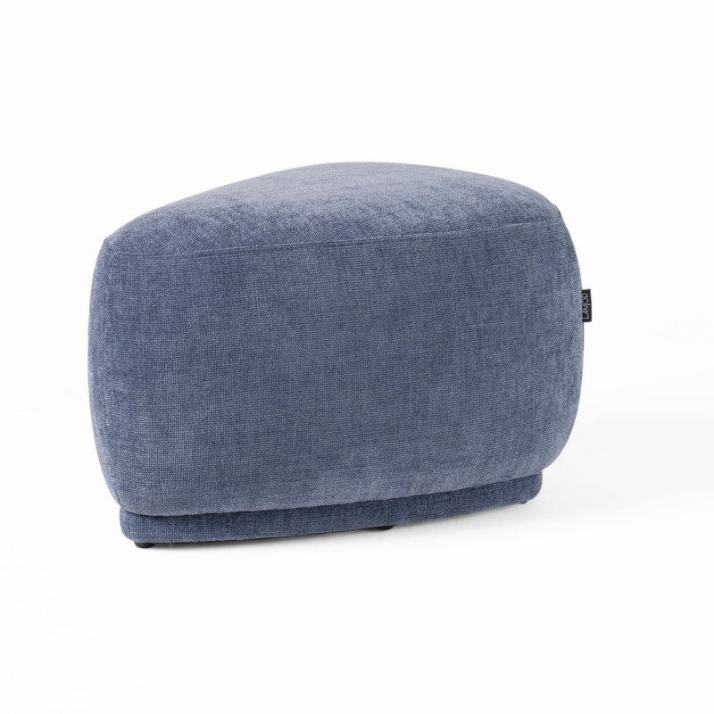 Reno Kini 26 Inch Ottoman, River Rock Shape, Frame, Navy Blue