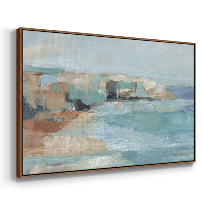 Toile tendue encadrée avec cadre mural "Falaise turquoise" - prête à être accrochée