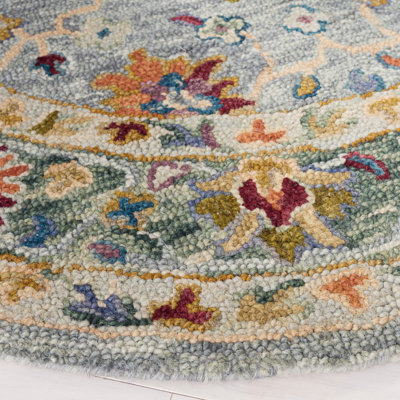 Oriental Hand Tufted Wool/Cotton Area Rug in Gray/Green