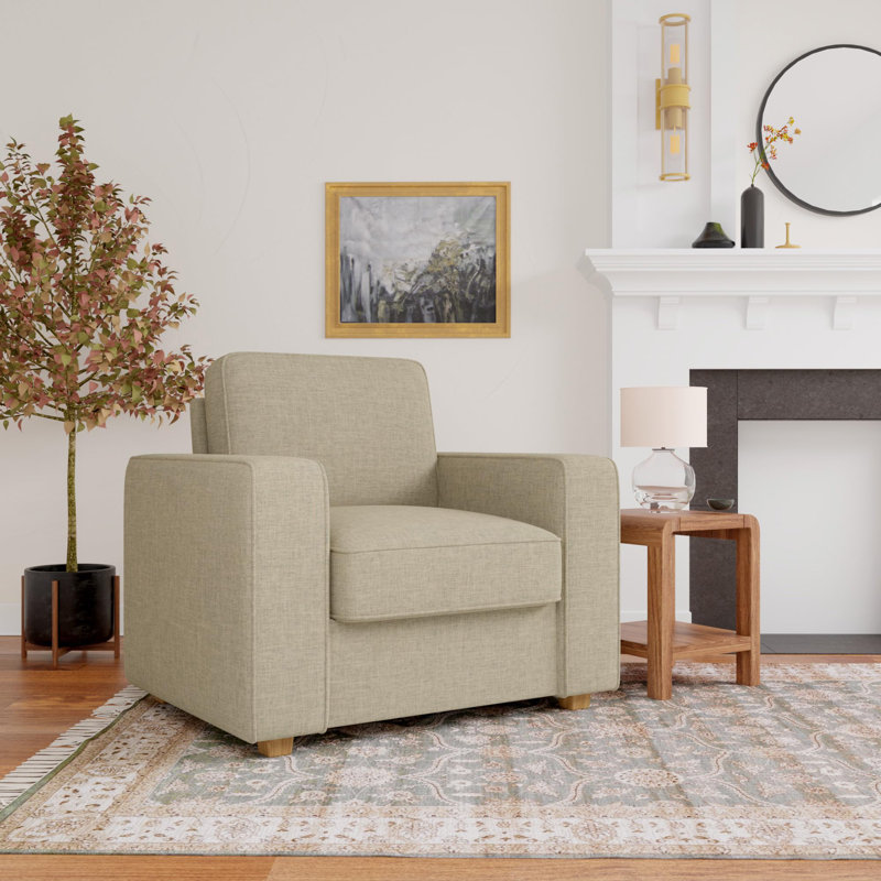 Fauteuil club de 36,5 po de largeur Hepler, Lin kaki