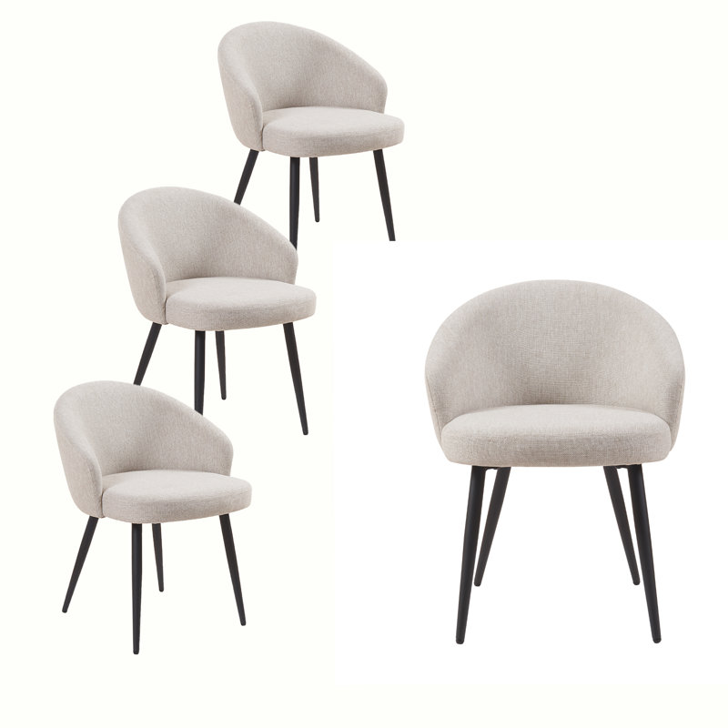 Chaises de salle à manger rembourrées de style Mid-Century, fauteuils à dossier courbé avec pieds en métal pour la cuisine et la salle à manger