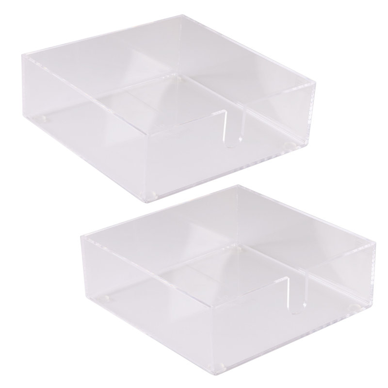 Porte-serviettes de table d'invités en acrylique transparent Rebrilliant, H 2,44 po x l 7,09 po x P 7,09 po