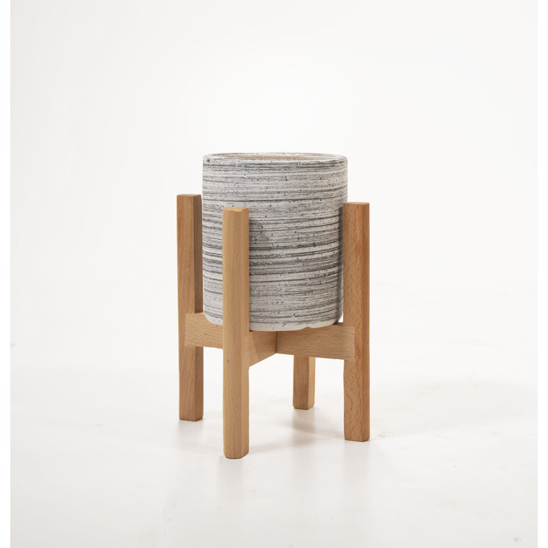 Pot de fleurs en bois, Gris / naturel, H 5 po x l 4,7 po x P 4,7 po